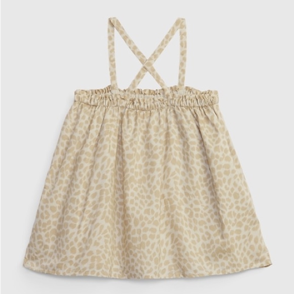 GAP Kids Tan Leopard Print Tank Top Girls 6-7 Cotton EUC